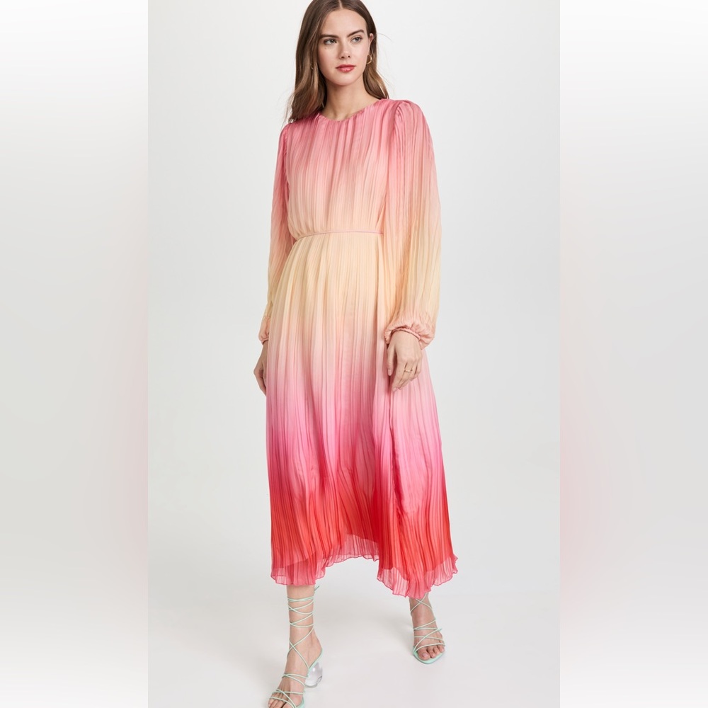 Something Navy - pleated ruffle long sleeve dress - size small